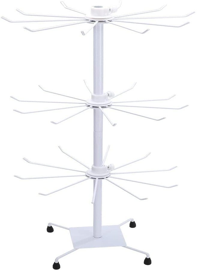 Loop Group حامل عرض مجوهرات من لوب جروب بثلاث طبقات، حامل دوار بثلاث طبقات للقلائد، حامل عرض مجوهرات عصري على شكل شجرة، منظم عرض للقلائد والأساور والأقراط والخواتم (أبيض 1) - Image 3